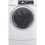 GE® 8.3 cu. ft. capacity RightHeight™ Design Front Load gas ENERGY STAR® dryer with steam GFD49GRSKW