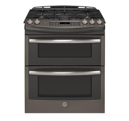 GE Profile™ Series 30" Slide-In Front Control Double Oven Gas Range PGS950EEFES