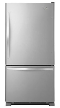 Whirlpool 33” Wide Bottom-Freezer Refrigerator with SpillGuard™ Glass Shelves Whirlpool WRB322DMBM