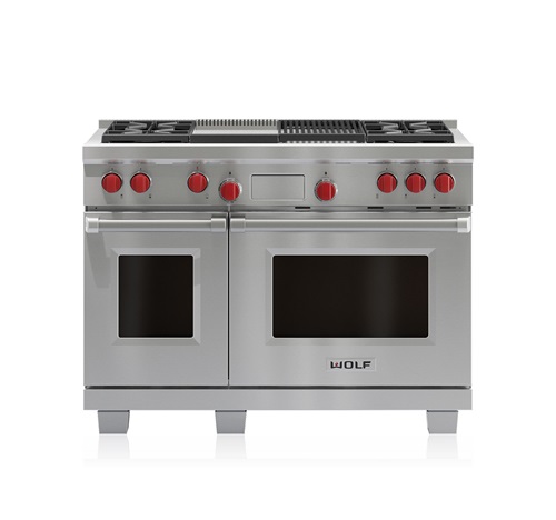Wolf 48" Dual Fuel Range 4 Burner with Charbroiler & Griddle DF484CG