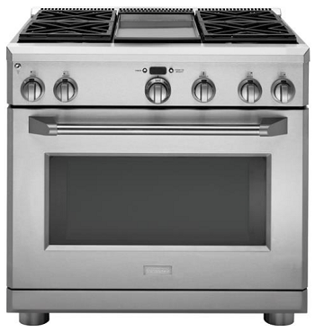 Monogram 36" All Gas Professional Range with 4 Burners and Griddle (Natural Gas)